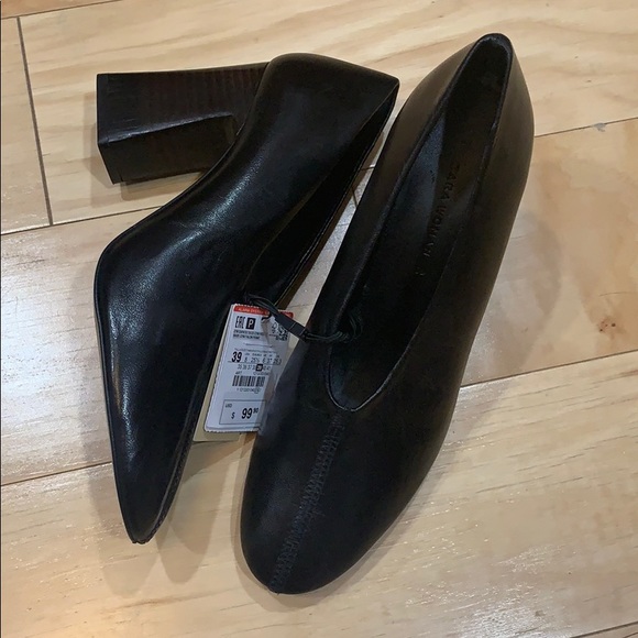 Zara leather V vamp seam block heel - Picture 5 of 6